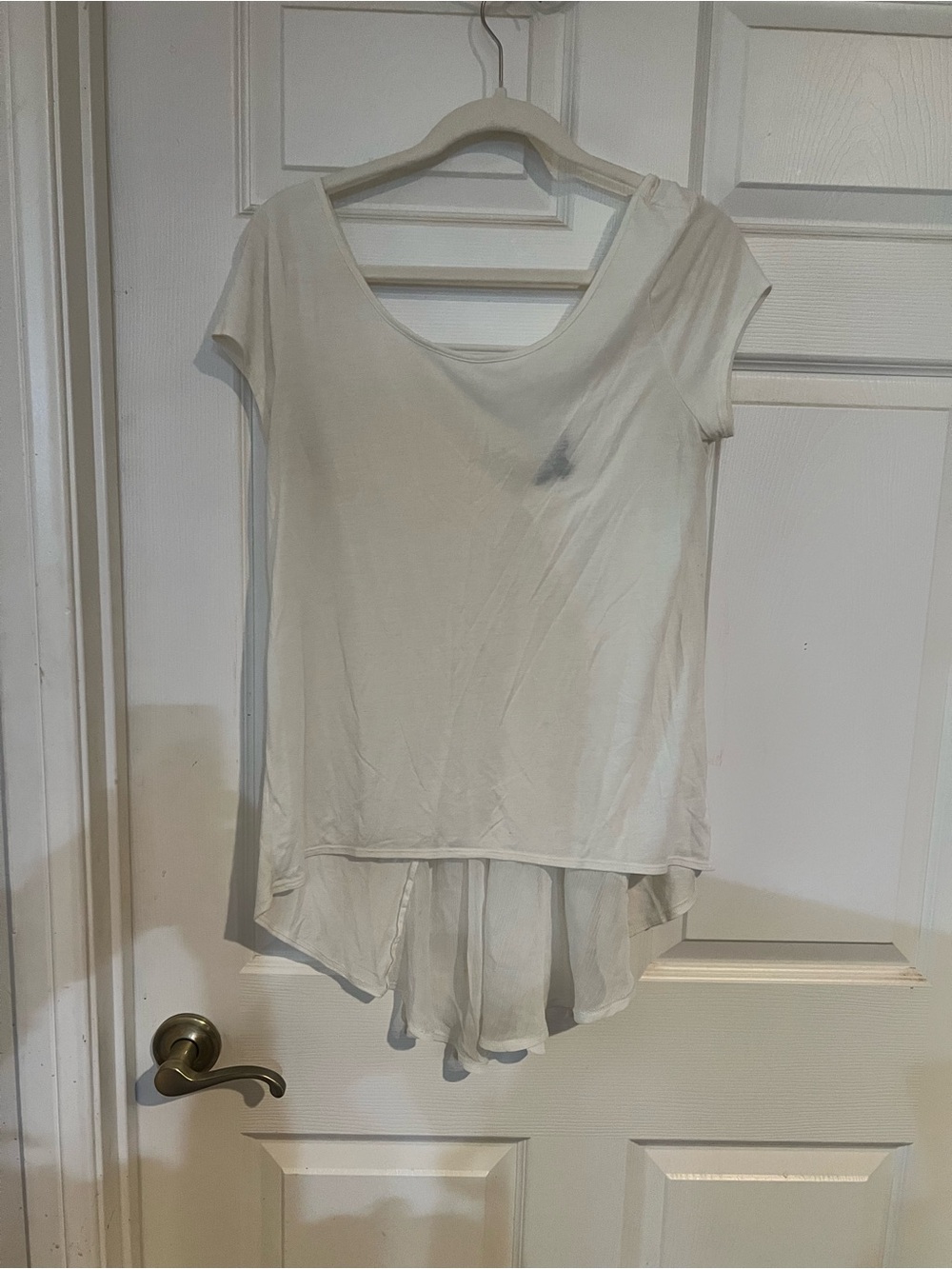 American Eagle Outfitters White Short Sleeve High-Low Top